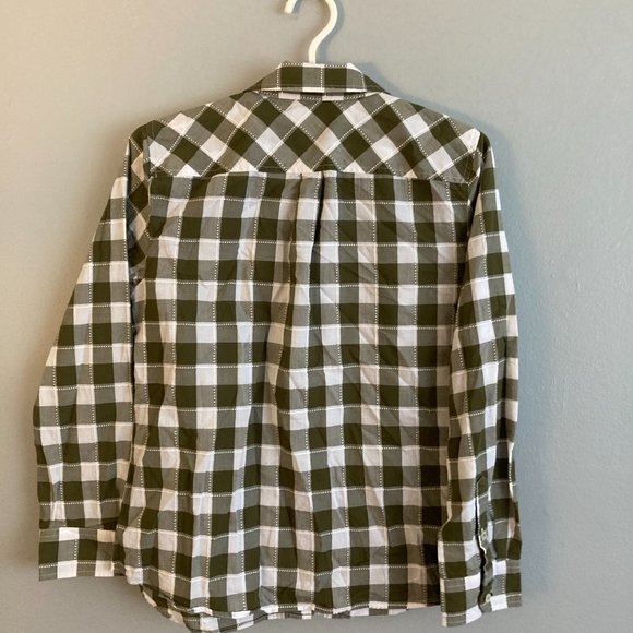Talbots Women’s Blouse Size Small Petite Cotton Grey Brown Check - Picture 5 of 7